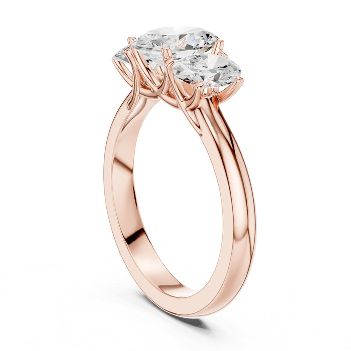 Oval Lab Grown Diamond Three-Stone Engagement Ring yellow gold video