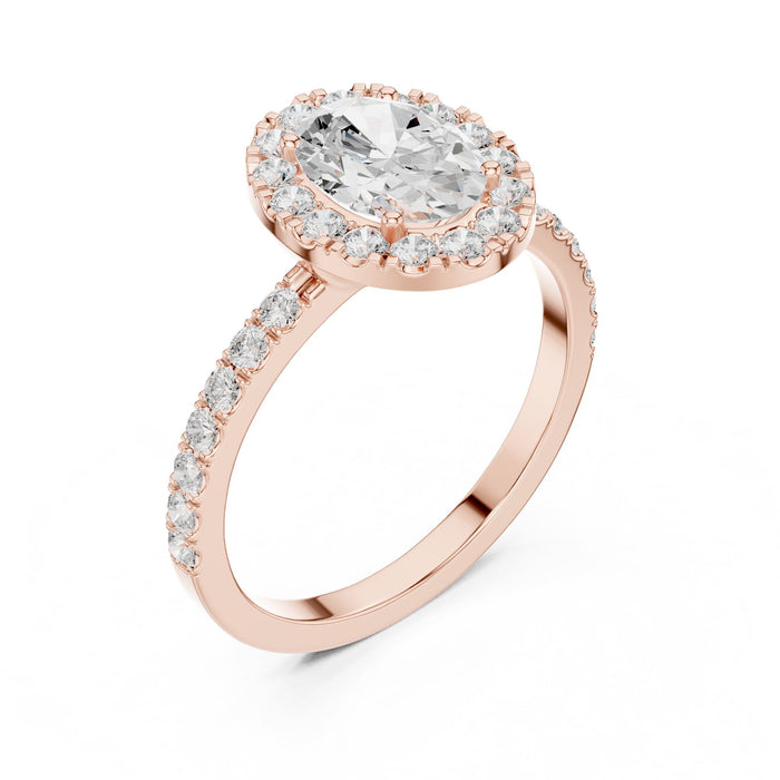 Oval Lab Grown Diamond Halo Engagement Ring rose gold video