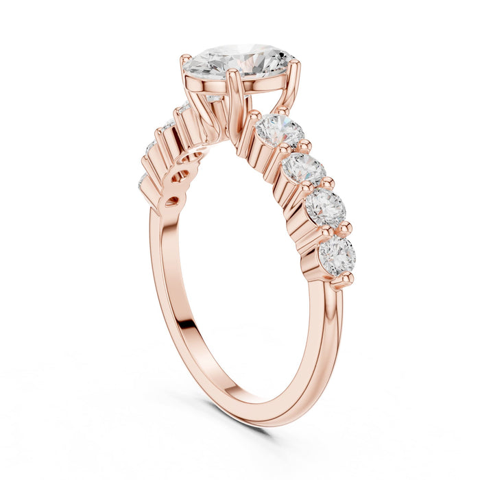 Oval Lab Grown Diamond Side-Stone Engagement Ring yellow gold video