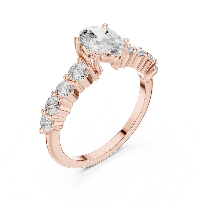 Oval Lab Grown Diamond Side-Stone Engagement Ring rose gold video