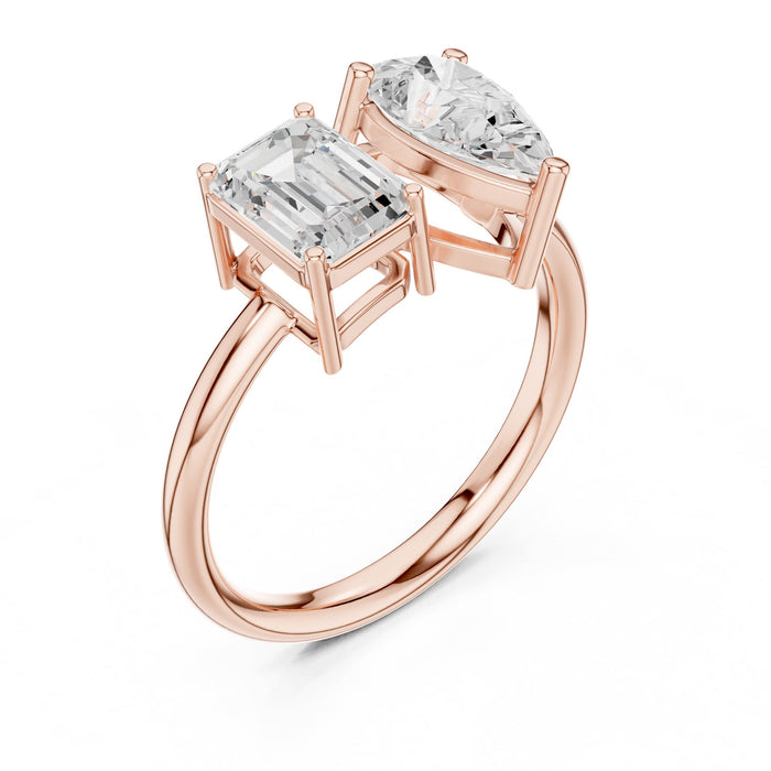 Toi Et Moi Et Lab Grown Diamond Three-Stone Engagement Ring rose gold video