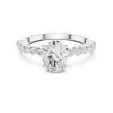Oval Lab Grown Diamond Side-Stone Engagement Ring