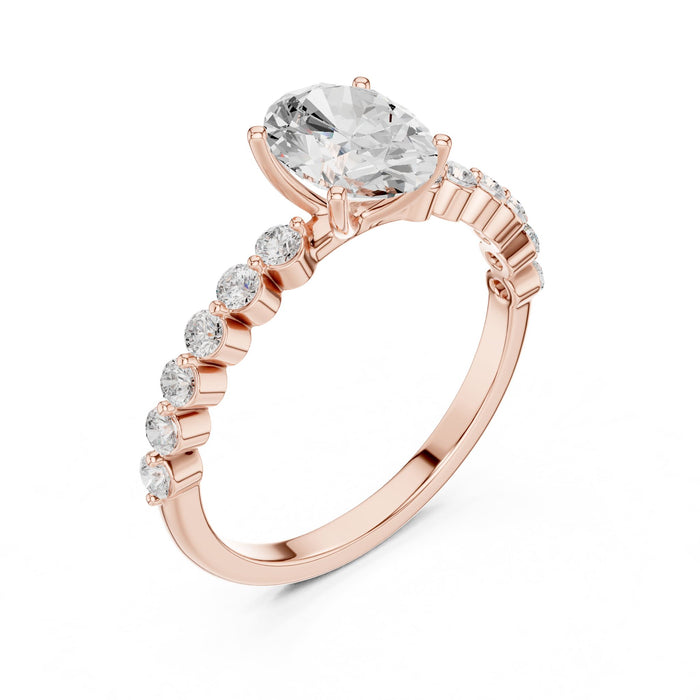 Oval Lab Grown Diamond Side-Stone Engagement Ring rose gold video