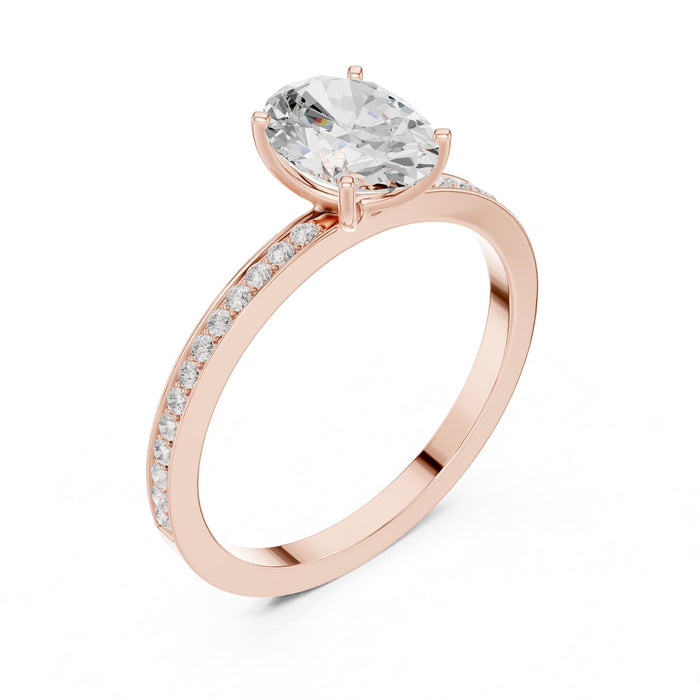 Oval Lab Grown Diamond Pave Engagement Ring rose gold video