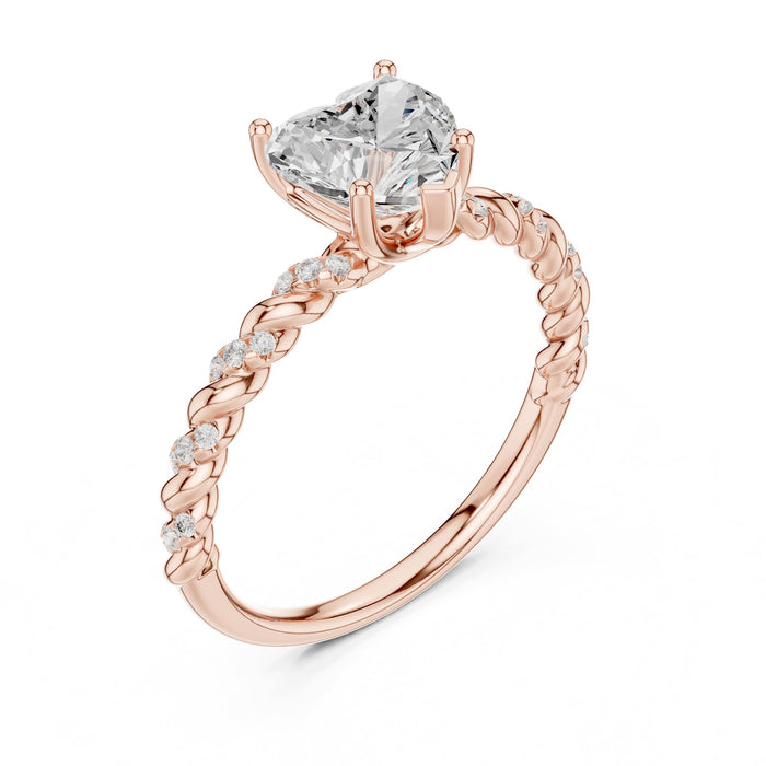 Heart Lab Grown Diamond Twisted Engagement Ring rose gold video