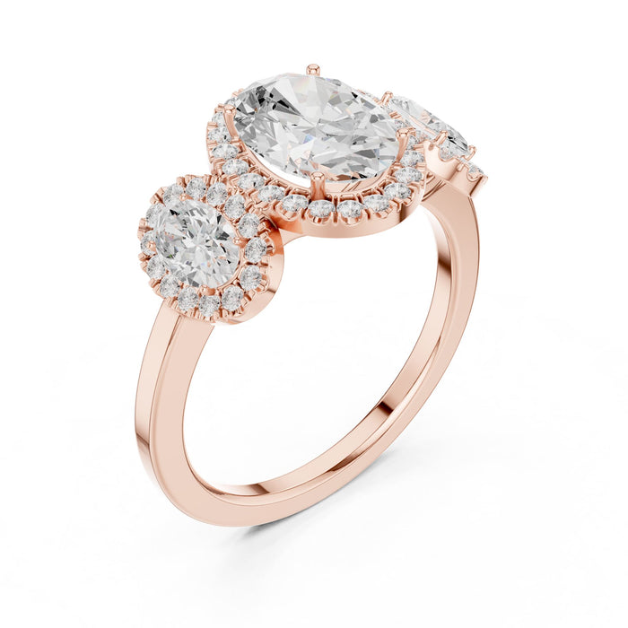 Oval Lab Grown Diamond Halo Engagement Ring rose gold video