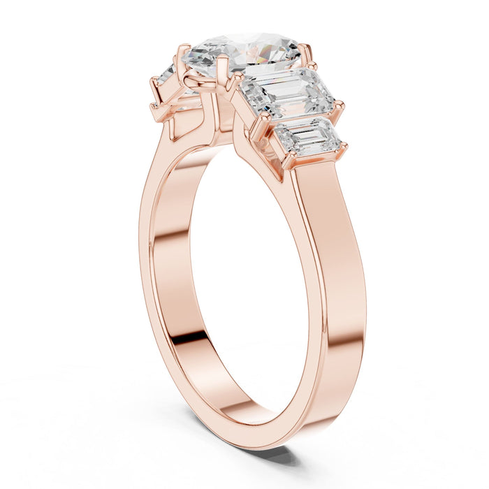 Oval Lab Grown Diamond Three-Stone Engagement Ring yellow gold video