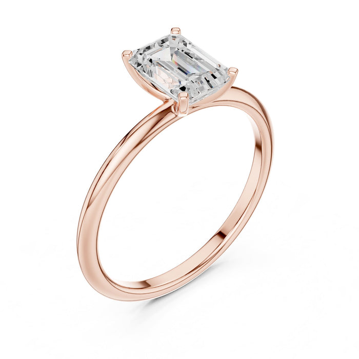 Emerald Lab Grown Diamond Solitaire Engagement Ring rose gold video