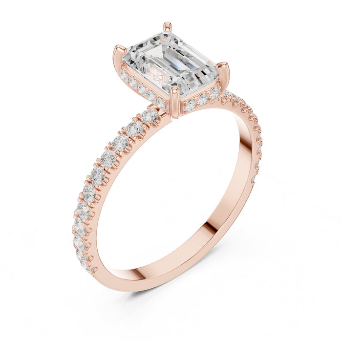 Emerald Lab Grown Diamond Pave Engagement Ring rose gold video