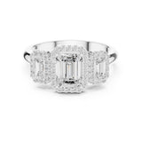 Emerald Lab Grown Diamond Three-Stone Engagement Ring