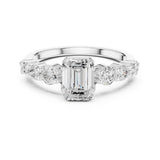 Emerald Lab Grown Diamond Side-Stone Engagement Ring