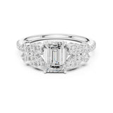 Emerald Lab Grown Diamond Side-Stone Engagement Ring
