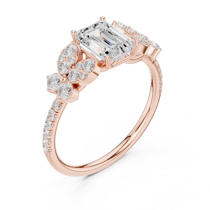 Emerald Lab Grown Diamond Side-Stone Engagement Ring rose gold video