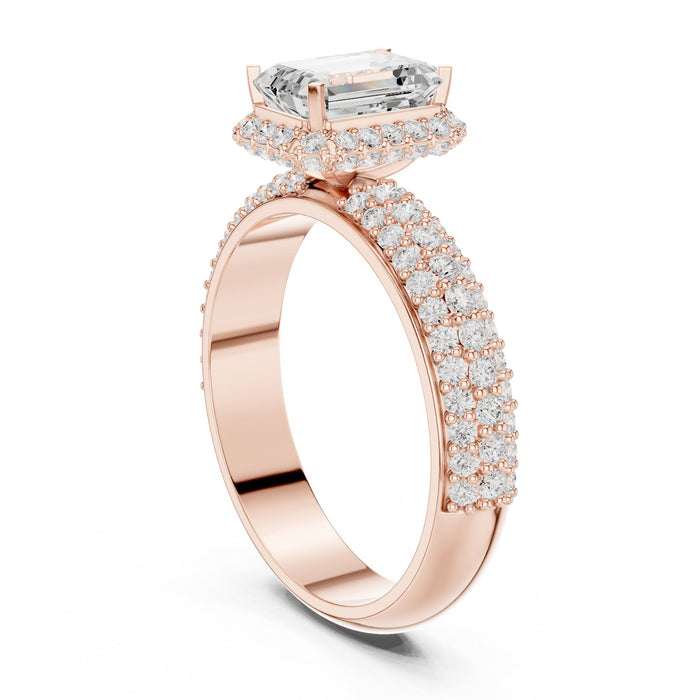 Emerald Lab Grown Diamond Halo Engagement Ring yellow gold video