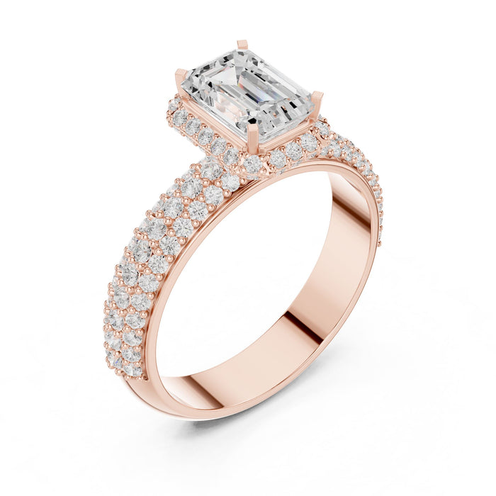 Emerald Lab Grown Diamond Halo Engagement Ring rose gold video