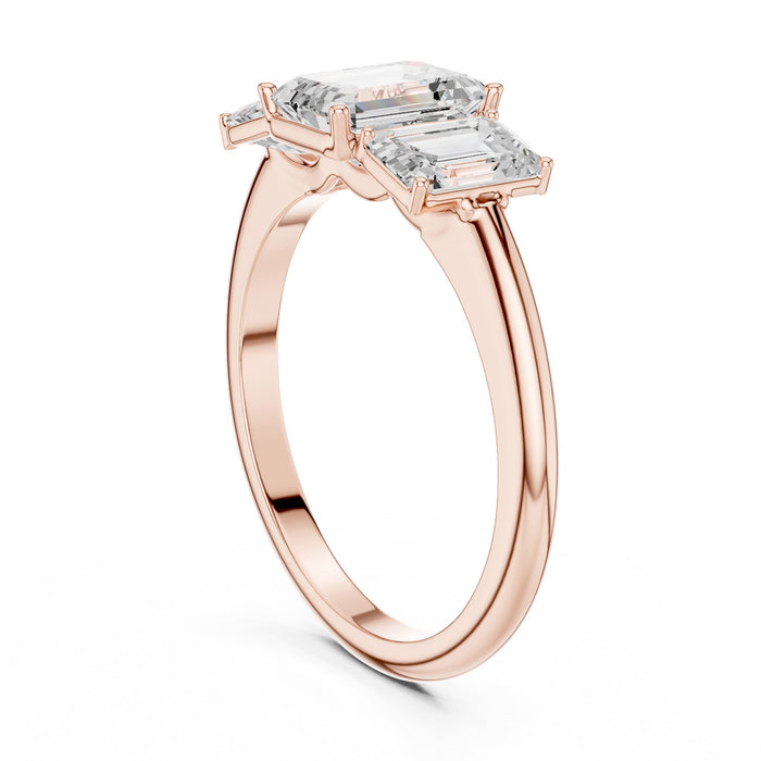 Emerald Lab Grown Diamond Three-Stone Engagement Ring yellow gold video