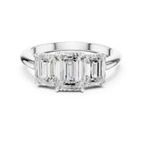 Emerald Lab Grown Diamond Three-Stone Engagement Ring