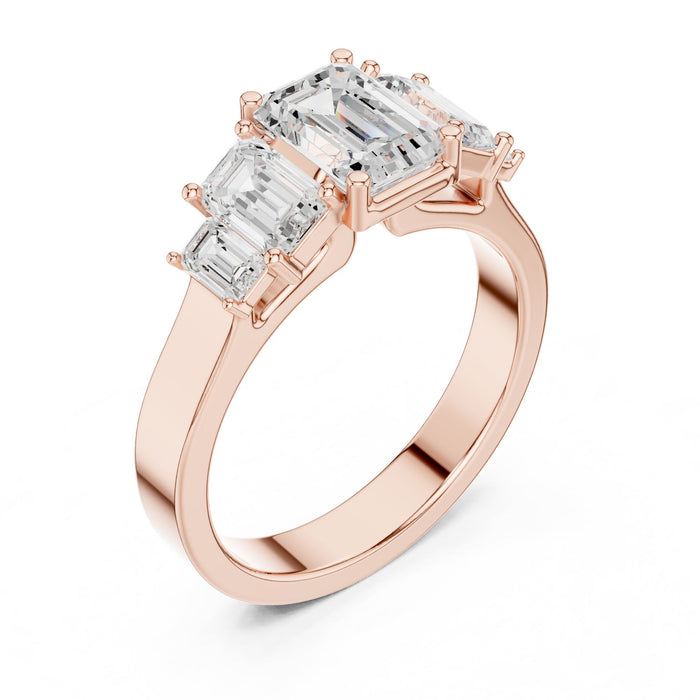 Emerald Lab Grown Diamond Three-Stone Engagement Ring rose gold video