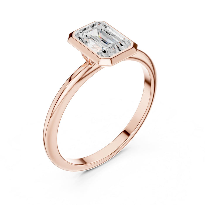 Emerald Lab Grown Diamond Bezel Engagement Ring rose gold video