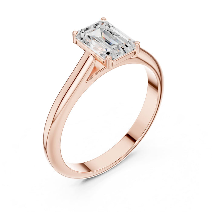 Emerald Lab Grown Diamond Solitaire Engagement Ring rose gold video
