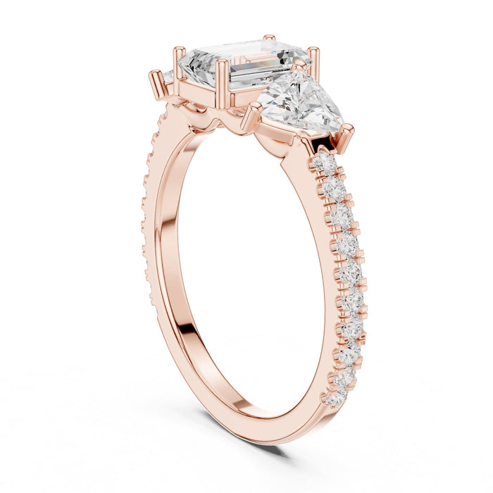 Emerald Lab Grown Diamond Three-Stone Engagement Ring yellow gold video