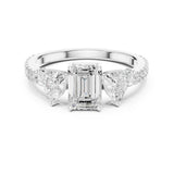 Emerald Lab Grown Diamond Three-Stone Engagement Ring