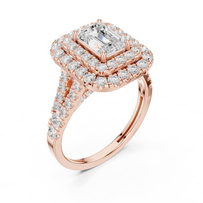 Emerald Lab Grown Diamond Halo Engagement Ring rose gold video