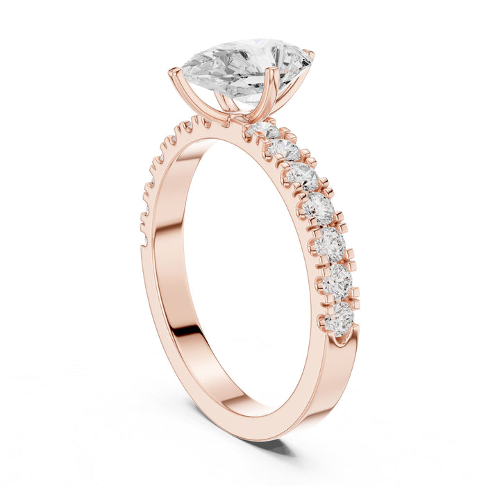 Pear  Lab Grown Diamond Pave Engagement Ring yellow gold video