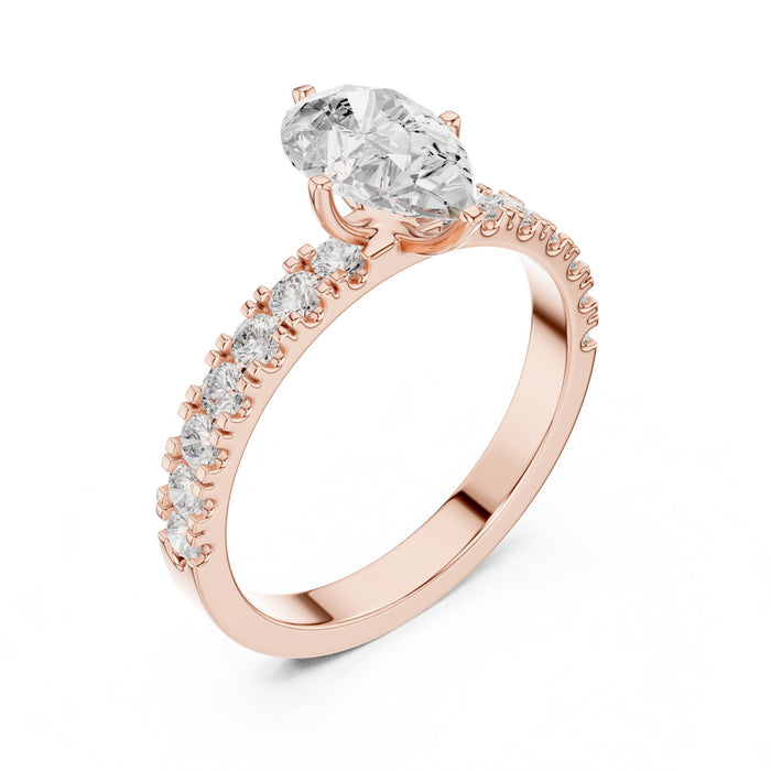 Pear  Lab Grown Diamond Pave Engagement Ring rose gold video