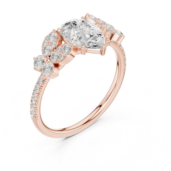 Pear Lab Grown Diamond Side-Stone Engagement Ring rose gold video