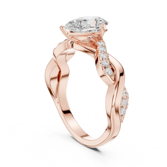 Pear Lab Grown Diamond Twisted Engagement Ring yellow gold video