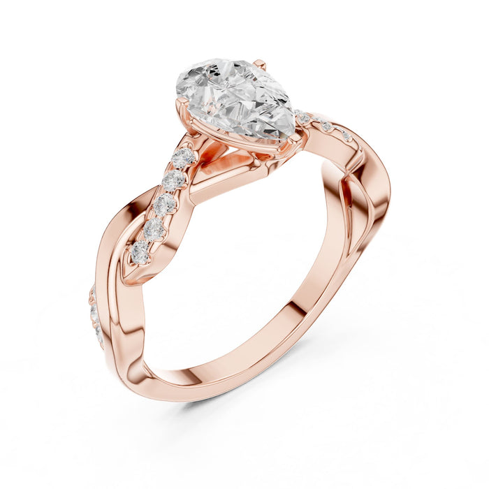 Pear Lab Grown Diamond Twisted Engagement Ring rose gold video