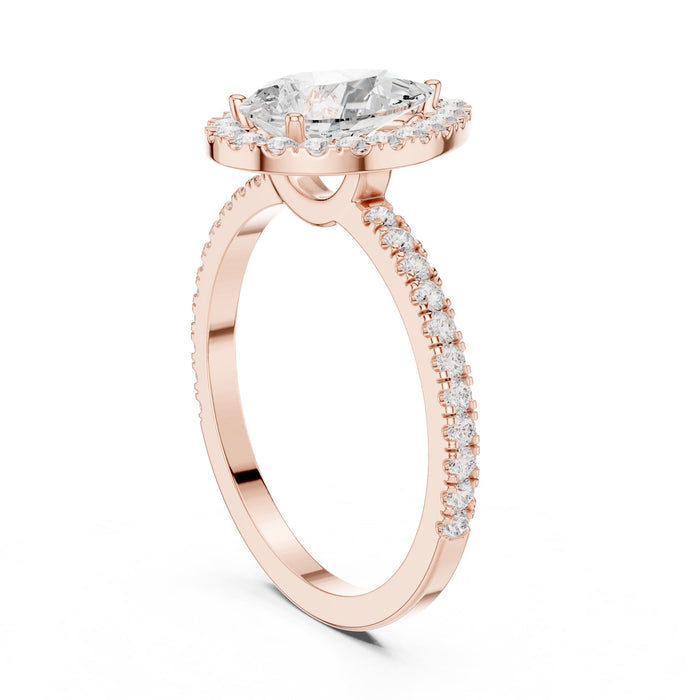 Pear Lab Grown Diamond Halo Engagement Ring yellow gold video