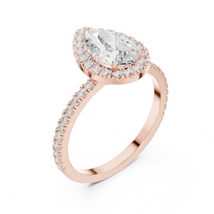 Pear Lab Grown Diamond Halo Engagement Ring rose gold video