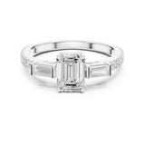 Emerald Lab Grown Diamond Three-Stone Engagement Ring