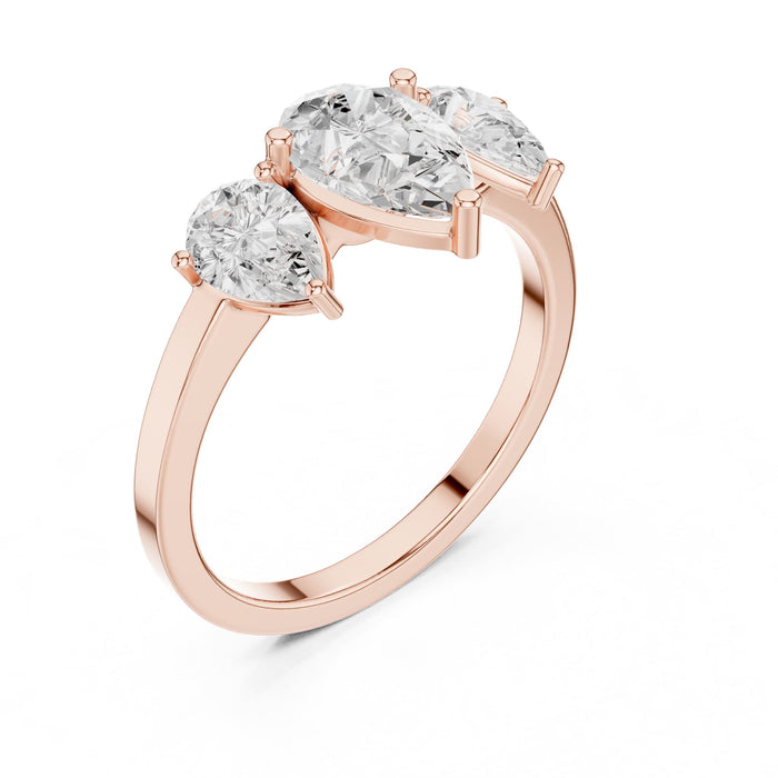 Pear Lab Grown Diamond Three-Stone Engagement Ring rose gold video