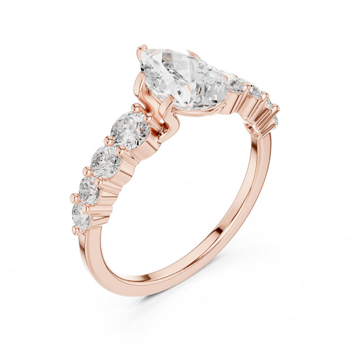 Pear Lab Grown Diamond Side-Stone Engagement Ring rose gold video