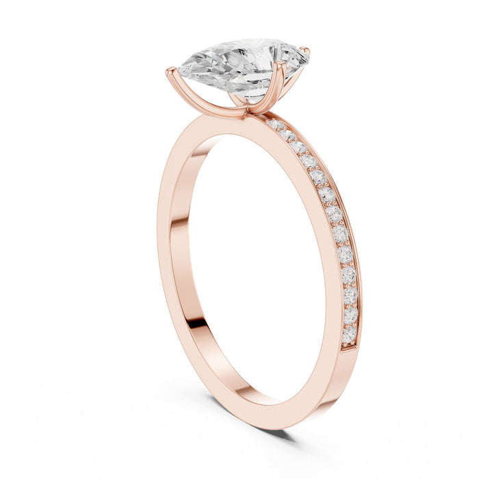Pear Lab Grown Diamond Pave Engagement Ring yellow gold video