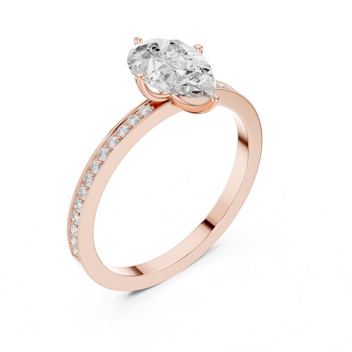 Pear Lab Grown Diamond Pave Engagement Ring rose gold video