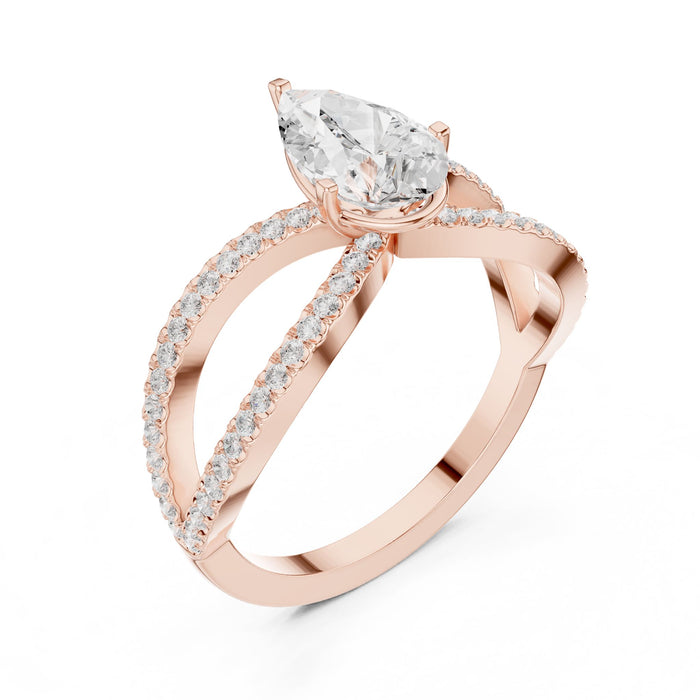Pear Lab Grown Diamond Split-Shank Engagement Ring rose gold video