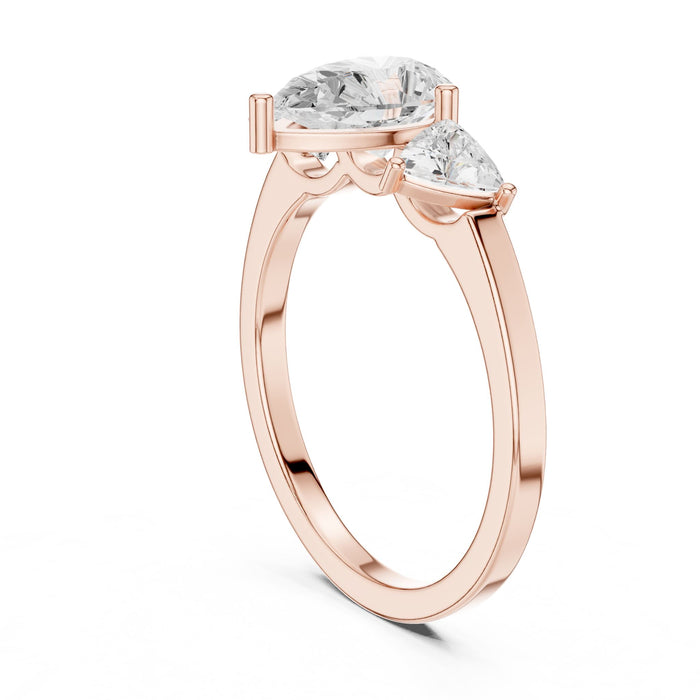Pear Lab Grown Diamond Three-Stone Engagement Ring yellow gold video