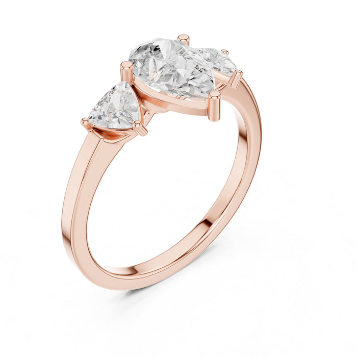 Pear Lab Grown Diamond Three-Stone Engagement Ring rose gold video