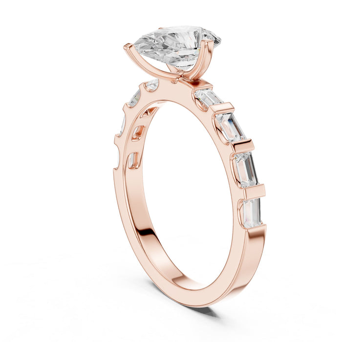 Pear Lab Grown Diamond Side-Stone Engagement Ring yellow gold video