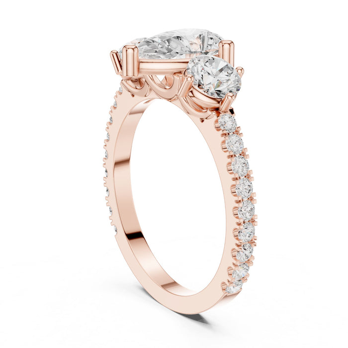 Pear Lab Grown Diamond Three-Stone Engagement Ring yellow gold video
