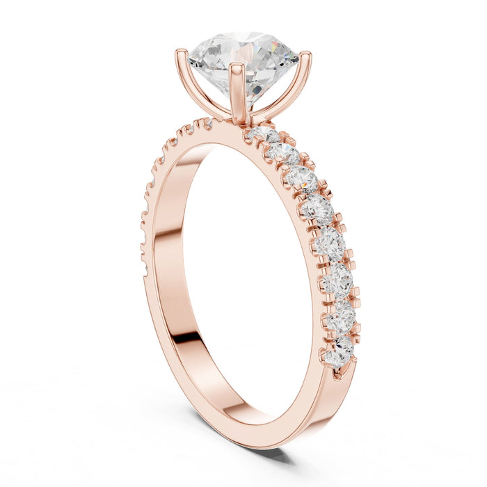 Round Lab Grown Diamond Pave Engagement Ring yellow gold video
