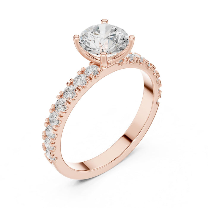 Round Lab Grown Diamond Pave Engagement Ring rose gold video