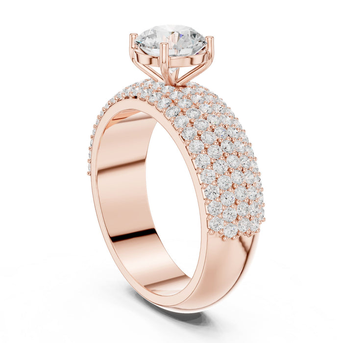 Round Lab Grown Diamond Pave Engagement Ring yellow gold video