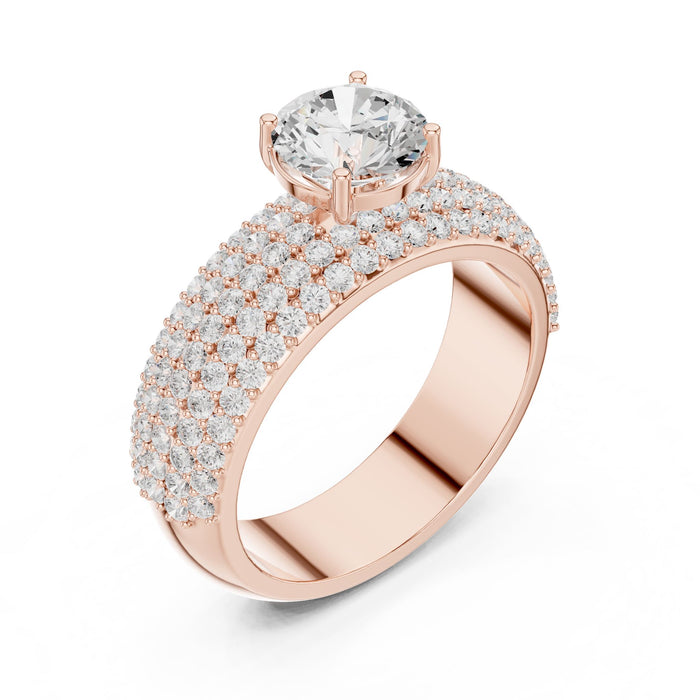 Round Lab Grown Diamond Pave Engagement Ring rose gold video