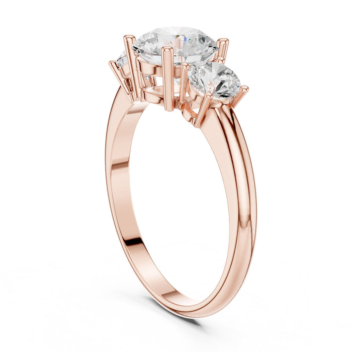 Round Lab Grown Diamond Three-Stone Engagement Ring yellow gold video