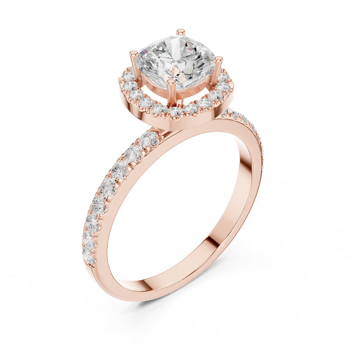 Cushion Lab Grown Diamond Halo Engagement Ring rose gold video